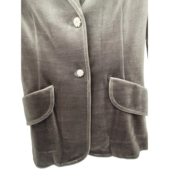 Vintage Butte Knit Iridescent Velour Rhinestone Button Jacket Maxi Skirt Set - Picture 9 of 17